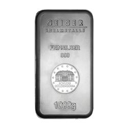 One piece 1 kilo 0.999 Fine Silver Bar Geiger Security Line Series-74694