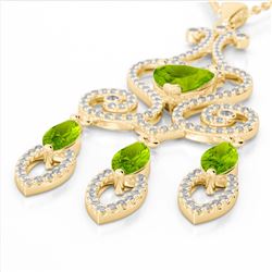 5.50 ctw Peridot & Diamond Heart Necklace 14K Yellow Gold - REF-148M7F - SKU:23593