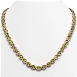 23.86 ctw Peridot & Diamond Halo Necklace 10K Rose Gold - REF-497W3H - SKU:40326