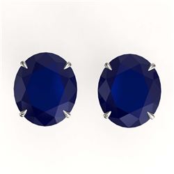 18 ctw Sapphire Solitaire Stud Earrings 18K White Gold - REF-127K6W - SKU:21720