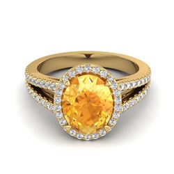 3 ctw Citrine & VS/SI Diamond Halo Solitaire Ring 18K Yellow Gold - REF-70K9W - SKU:20937