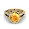 Image 1 : 3 ctw Citrine & VS/SI Diamond Halo Solitaire Ring 18K Yellow Gold - REF-70K9W - SKU:20937