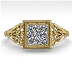 1.0 ctw VS/SI Princess Diamond Solitaire Art Deco Ring 14K Yellow Gold - REF-329R3K - SKU:29836