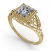 Image 2 : 1.0 ctw VS/SI Princess Diamond Solitaire Art Deco Ring 14K Yellow Gold - REF-329R3K - SKU:29836