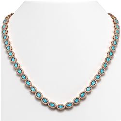 24.07 ctw Swiss Topaz & Diamond Halo Necklace 10K Rose Gold - REF-481M3F - SKU:40332