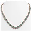 Image 1 : 24.07 ctw Swiss Topaz & Diamond Halo Necklace 10K Rose Gold - REF-481M3F - SKU:40332