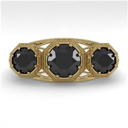 2 ctw Black Diamond Ring 14K Yellow Gold - REF-64Y9X - SKU:29866