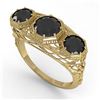 Image 2 : 2 ctw Black Diamond Ring 14K Yellow Gold - REF-64Y9X - SKU:29866