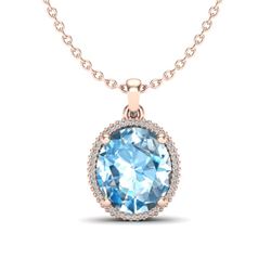 12 ctw Sky Blue Topaz & VS/SI Diamond Necklace 14K Rose Gold - REF-65Y3X - SKU:20603