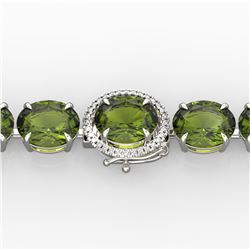65 ctw Green Tourmaline & VS/SI Diamond Bracelet 14K White Gold - REF-593M8F - SKU:22263