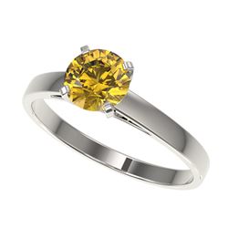 1.06 ctw Intense Yellow Diamond Engagement Ring 10K White Gold - REF-199Y5X - SKU:36526