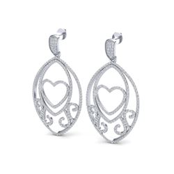 3.20 ctw VS/SI Diamond Heart Earrings 18K White Gold - REF-252Y2X - SKU:22584