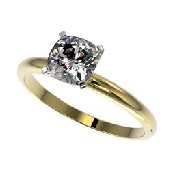 1 ctw VS/SI Cushion Cut Diamond Ring 10K Yellow Gold - REF-297K2W - SKU:32902