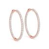Image 2 : 1.50 ctw Diamond VS/SI 24 mm Hoop Earrings 14K Rose Gold - REF-263A6V - SKU:28961