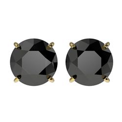 3.50 ctw Fancy Black Diamond Solitaire Stud Earrings 10K Yellow Gold - REF-73A5V - SKU:36702
