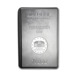 One piece 100 oz 0.999 Fine Silver Bar Geiger Security Line Series-83341