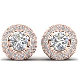 1.75 ctw VS/SI Diamond Art Deco Stud Earrings 18K Rose Gold - REF-220N9A - SKU:32748