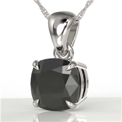 3 ctw Cushion Cut Black VS/SI Diamond Necklace 18K White Gold - REF-105R5K - SKU:21935