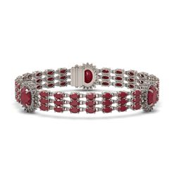 32.98 ctw Ruby & Diamond Bracelet 14K White Gold - REF-293M5F - SKU:45254