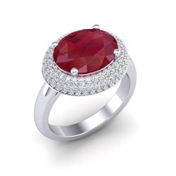 4.50 ctw Ruby & VS/SI Diamond Ring 18K White Gold - REF-119A6V - SKU:20922