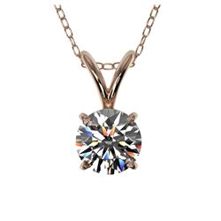 0.51 ctw H-SI/I Diamond Solitaire Necklace 10K Rose Gold - REF-58A5V - SKU:36718