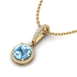 2.75 ctw Sky Blue Topaz & Diamond Necklace 18K Yellow Gold - REF-50A9V - SKU:23202