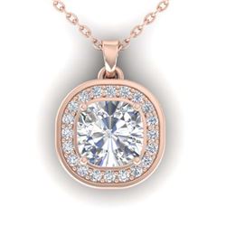 1.25 ctw VS/SI Cushion Diamond Art Deco Necklace 18K Rose Gold - REF-363Y2X - SKU:32598