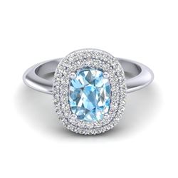 2.50 ctw Sky Blue Topaz With VS/SI Diamond Ring 14K White Gold - REF-68V2Y - SKU:20737