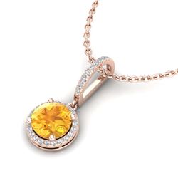 2 ctw Citrine & VS/SI Diamond Necklace 14K Rose Gold - REF-44R7K - SKU:23193