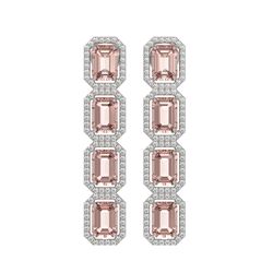10.73 ctw Morganite & Diamond Halo Earrings 10K White Gold - REF-272K5W - SKU:41438