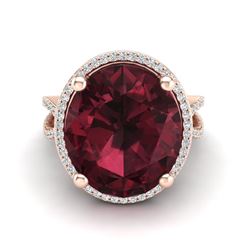 10 ctw Garnet & VS/SI Diamond Ring 14K Rose Gold - REF-66N7A - SKU:20962