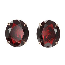 18 ctw Garnet Solitaire Stud Earrings 14K Rose Gold - REF-61N5A - SKU:21702