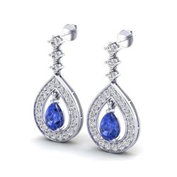 2.25 ctw Tanzanite & VS/SI Diamond Earrings 14K White Gold - REF-109Y3X - SKU:23157
