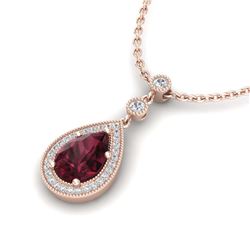 2.25 ctw Garnet & VS/SI Diamond Necklace 14K Rose Gold - REF-40N9A - SKU:23136