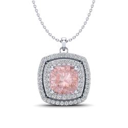 1.97 ctw Morganite & VS/SI Diamond Necklace 18K White Gold - REF-78R5K - SKU:20460