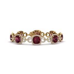 30 ctw Garnet & VS/SI Diamond Bracelet 14K Yellow Gold - REF-368F9N - SKU:23025