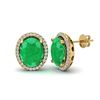 Image 2 : 6 ctw Emerald & VS/SI Diamond Earrings 18K Yellow Gold - REF-101H6M - SKU:21054