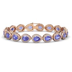 19.14 ctw Tanzanite & Diamond Halo Bracelet 10K Rose Gold - REF-396K5W - SKU:41100