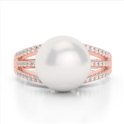 0.30 ctw VS/SI Diamond & Pearl Ring 14K Rose Gold - REF-50Y7X - SKU:22630