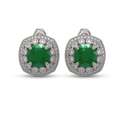 12.49 ctw Emerald & Diamond Earrings 14K White Gold - REF-238R2K - SKU:43976
