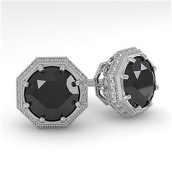 2.0 ctw Black Diamond Stud Solitaire Earrings 14K White Gold - REF-64M2F - SKU:29778