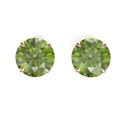 4 ctw Green Tourmaline Solitaire Stud Earrings 14K Rose Gold - REF-41N3A - SKU:21825