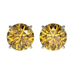 2.04 ctw Intense Yellow Diamond Stud Earrings 10K White Gold - REF-360M2F - SKU:36668