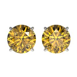 2.04 ctw Intense Yellow Diamond Stud Earrings 10K White Gold - REF-360M2F - SKU:36668