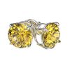 Image 3 : 2.04 ctw Intense Yellow Diamond Stud Earrings 10K White Gold - REF-360M2F - SKU:36668