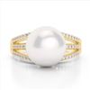 Image 1 : 0.30 ctw VS/SI Diamond & Pearl Ring 18K Yellow Gold - REF-50R7K - SKU:22631