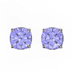 4 ctw Cushion Cut Tanzanite Stud Earrings 18K White Gold - REF-52K7W - SKU:21763