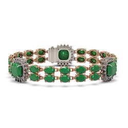 21.83 ctw Emerald & Diamond Bracelet 14K Rose Gold - REF-294F4N - SKU:44739