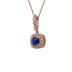 2.55 ctw Sapphire & Diamond Necklace 14K Rose Gold - REF-74F2N - SKU:44079