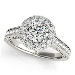 1.40 ctw VS/SI Diamond Solitaire Halo Ring 14K White Gold - REF-155M7F - SKU:24357